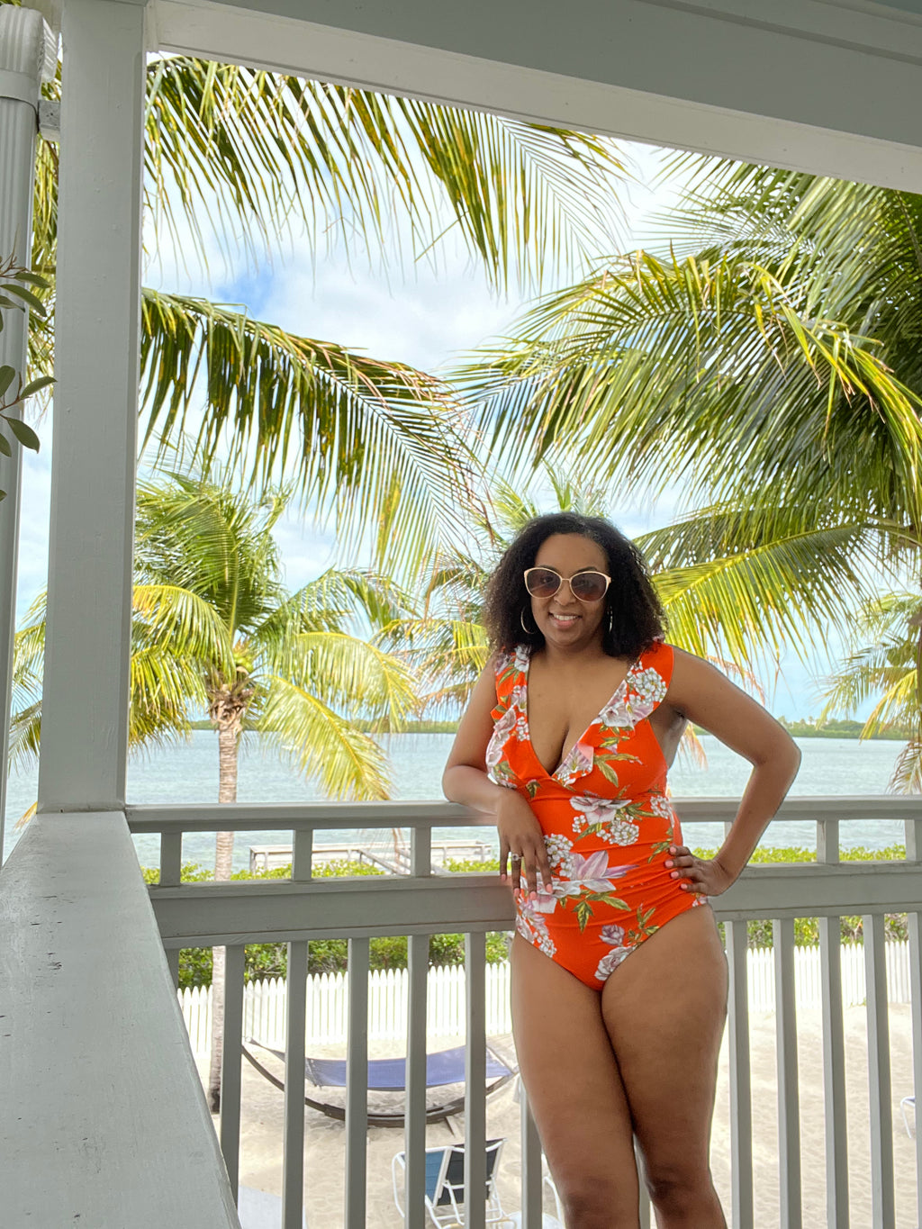 Floral V-neck Ruffled One-Piece Swimsuit