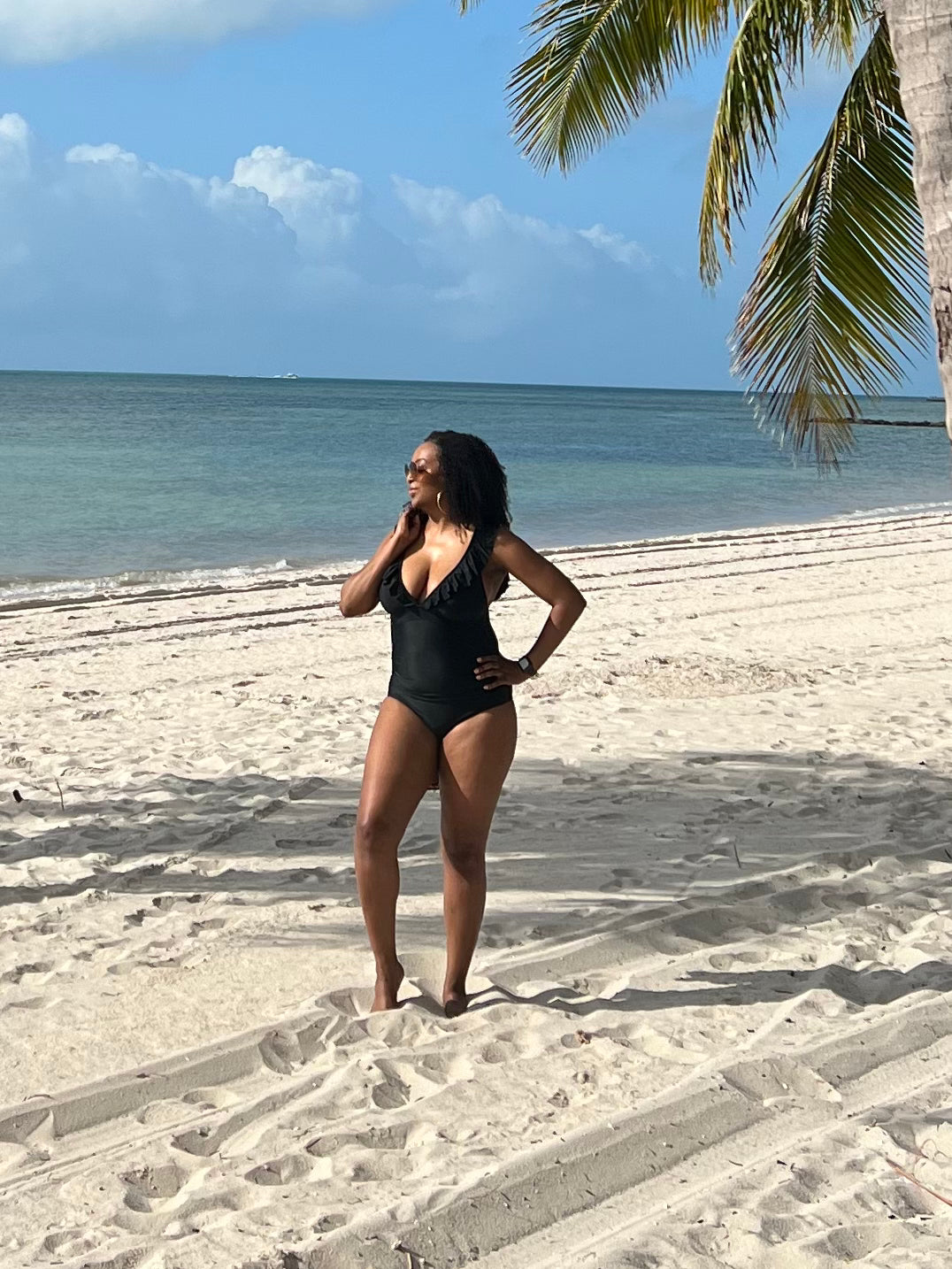 Floral V-neck Ruffled One-Piece Swimsuit